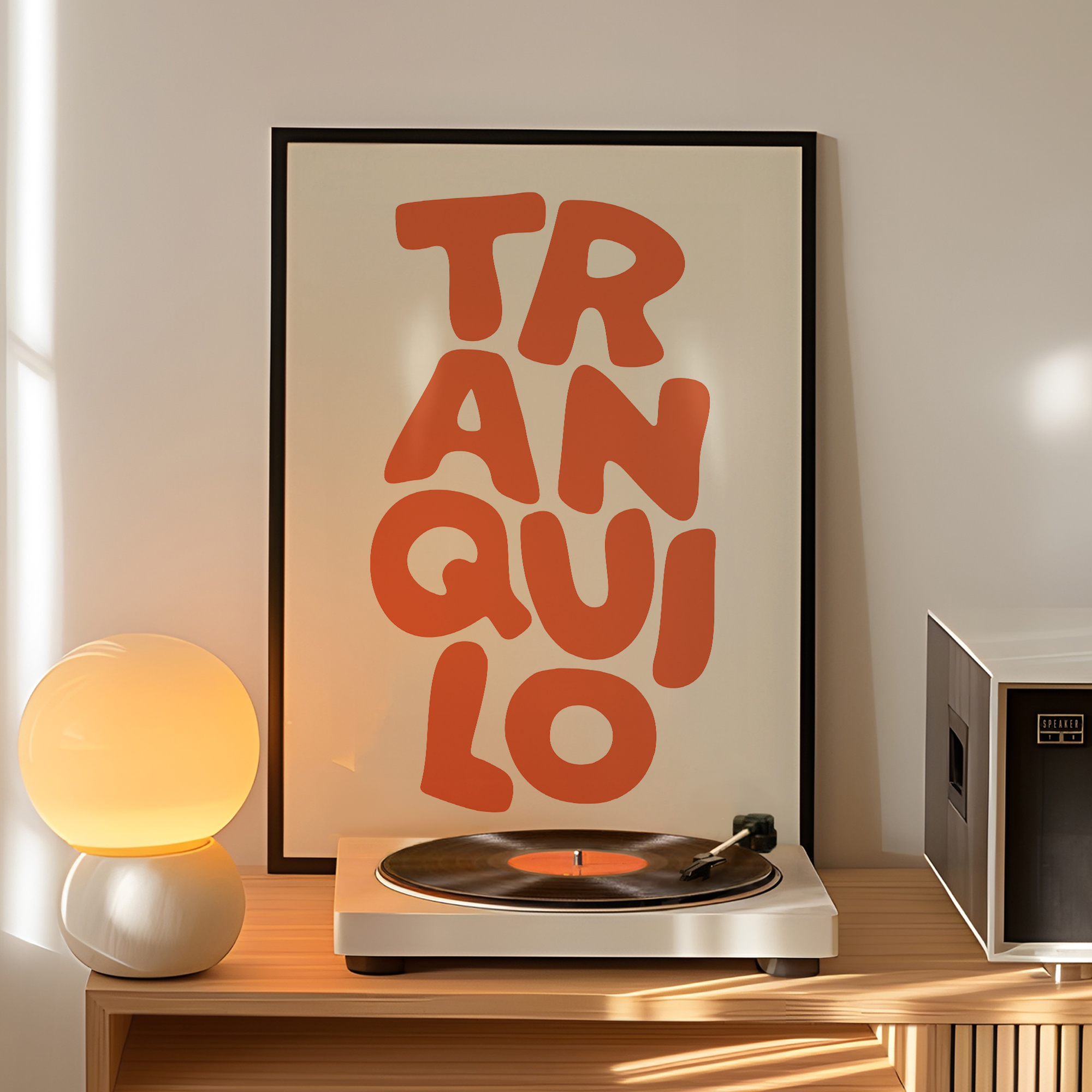 Interior Design Room - Boho Tranquilo Orange Cream Retro Typography