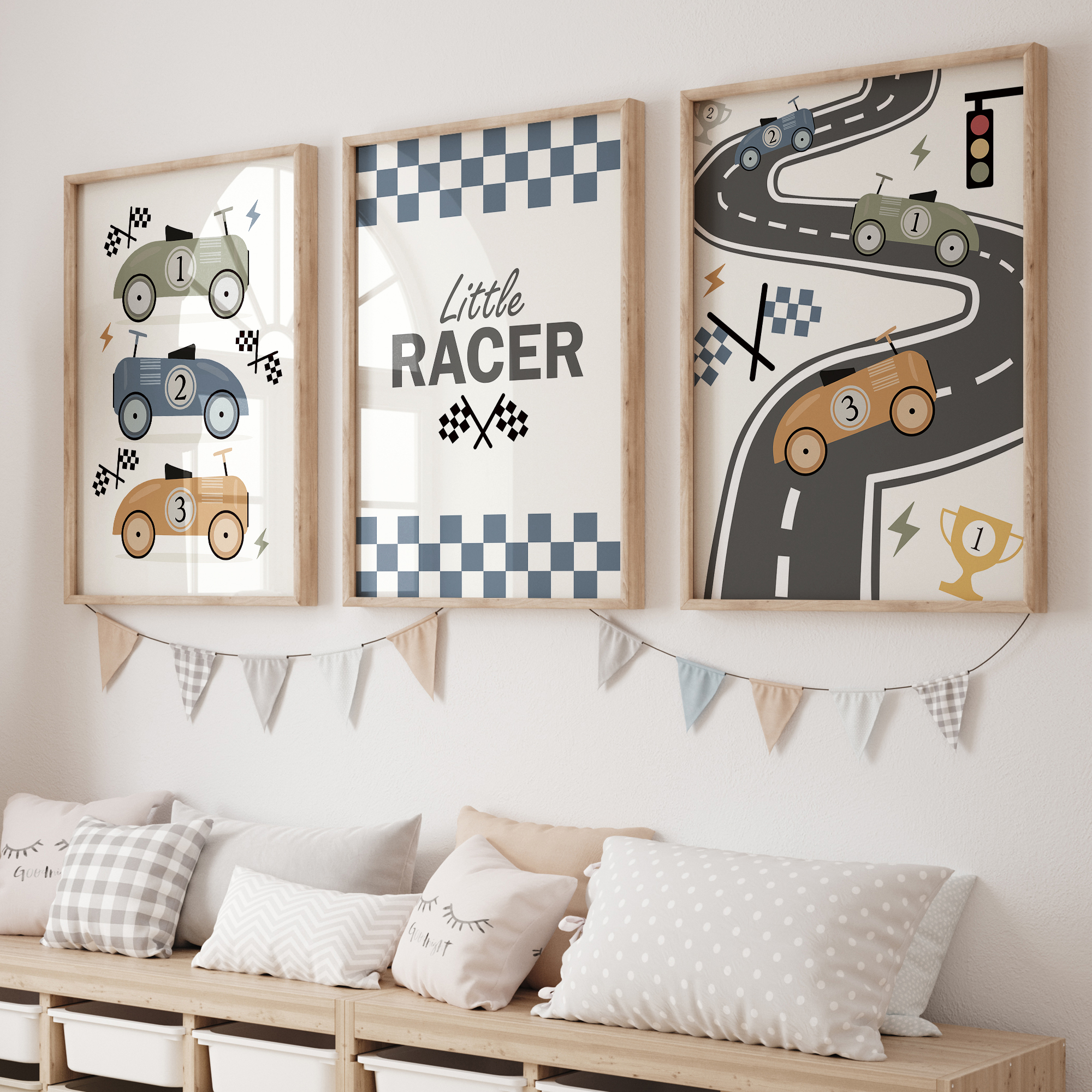 Interior Design Room - 3pcs Minimalist,Cartoon Car Racing Track Theme