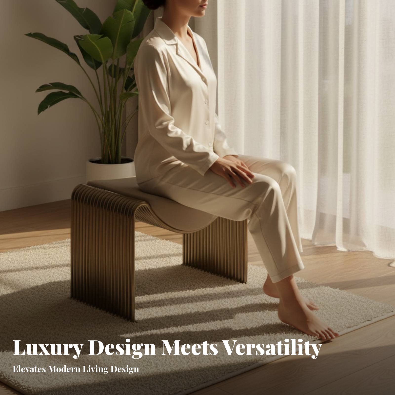 Interior Design Room - M-Shaped Vanity Stool Italian Inspired Indoor