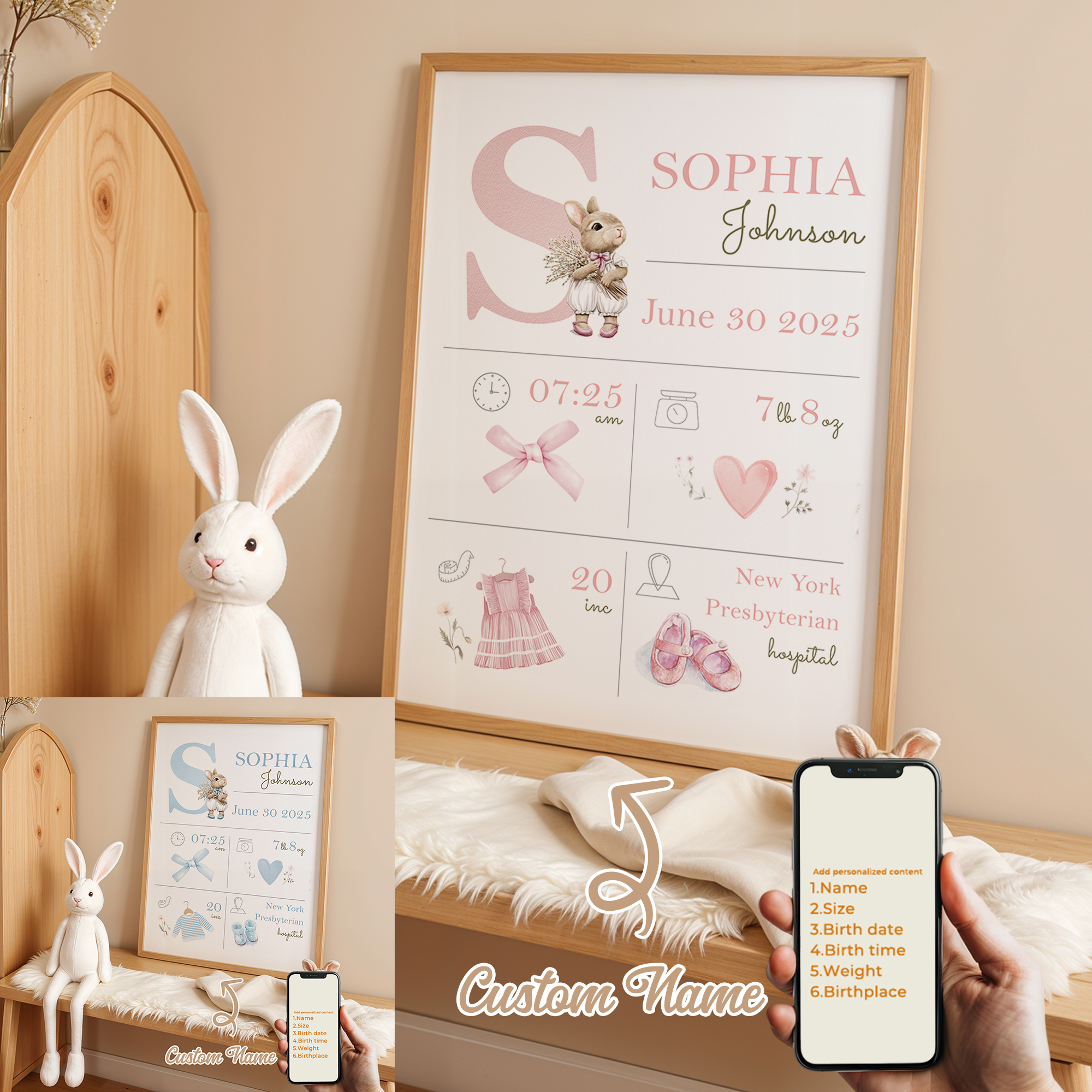Interior Design Room - Personalized Custom Name Cartoon Child Birth
