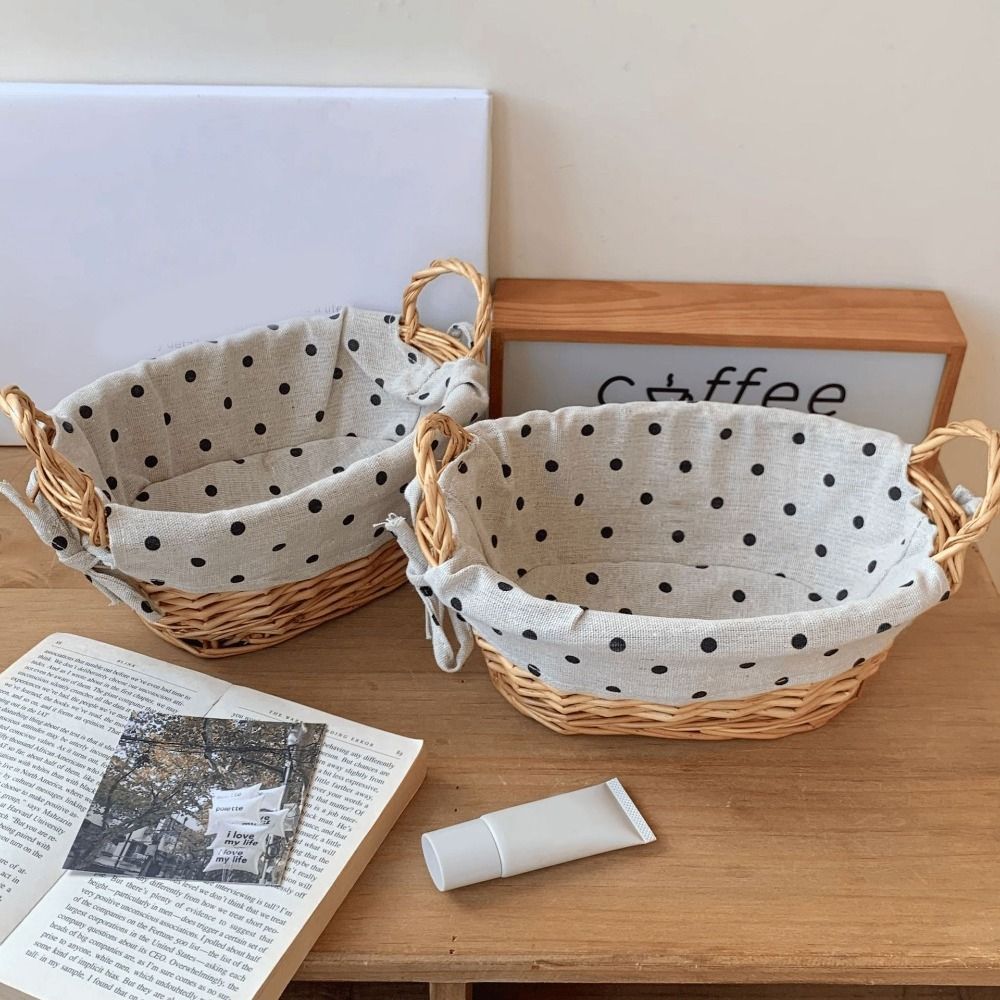 Rattan Tray Handle - Vintage Fabric Rattan Storage Baskets Decorative
