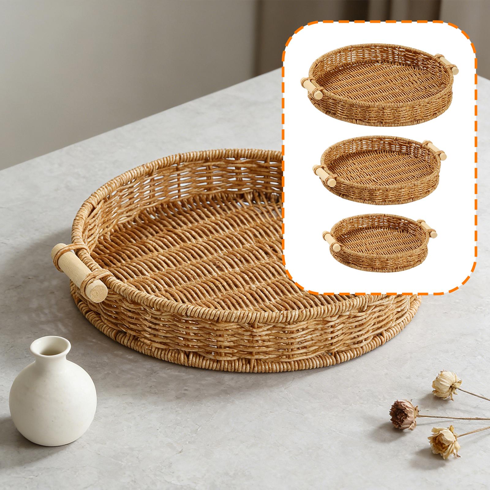Rattan Tray Handle - Woven Storage Basket Serving Tray PP