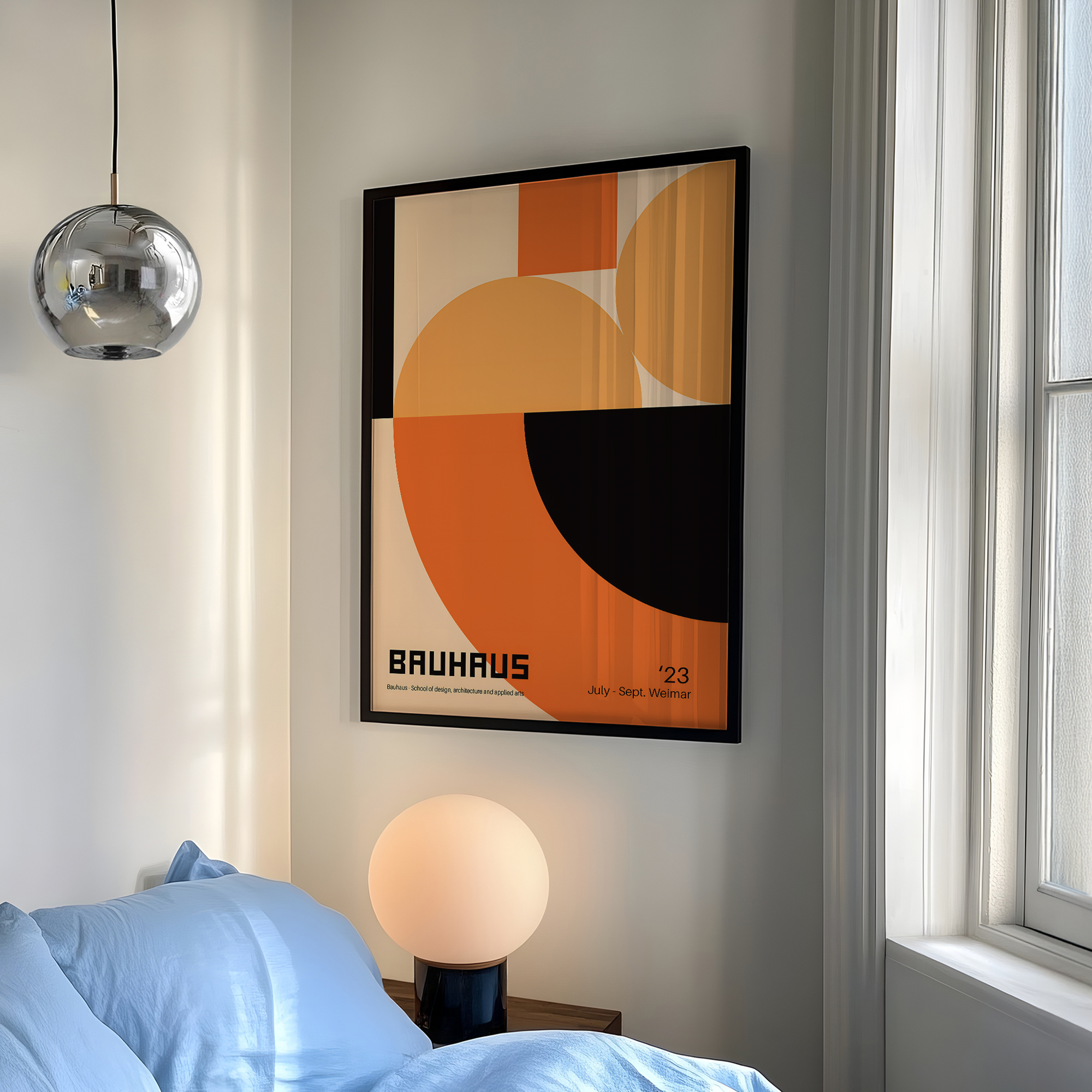 Interior Design Room - Modern Geometry Bauhaus School Orange Wall