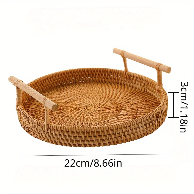 Basket, Handmade Wicker Servin - Rattan Tray Handle recension och pris