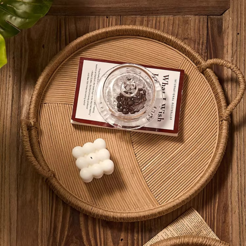 Handwoven Rattan Tray with Han - Rattan Tray Handle recension och pris