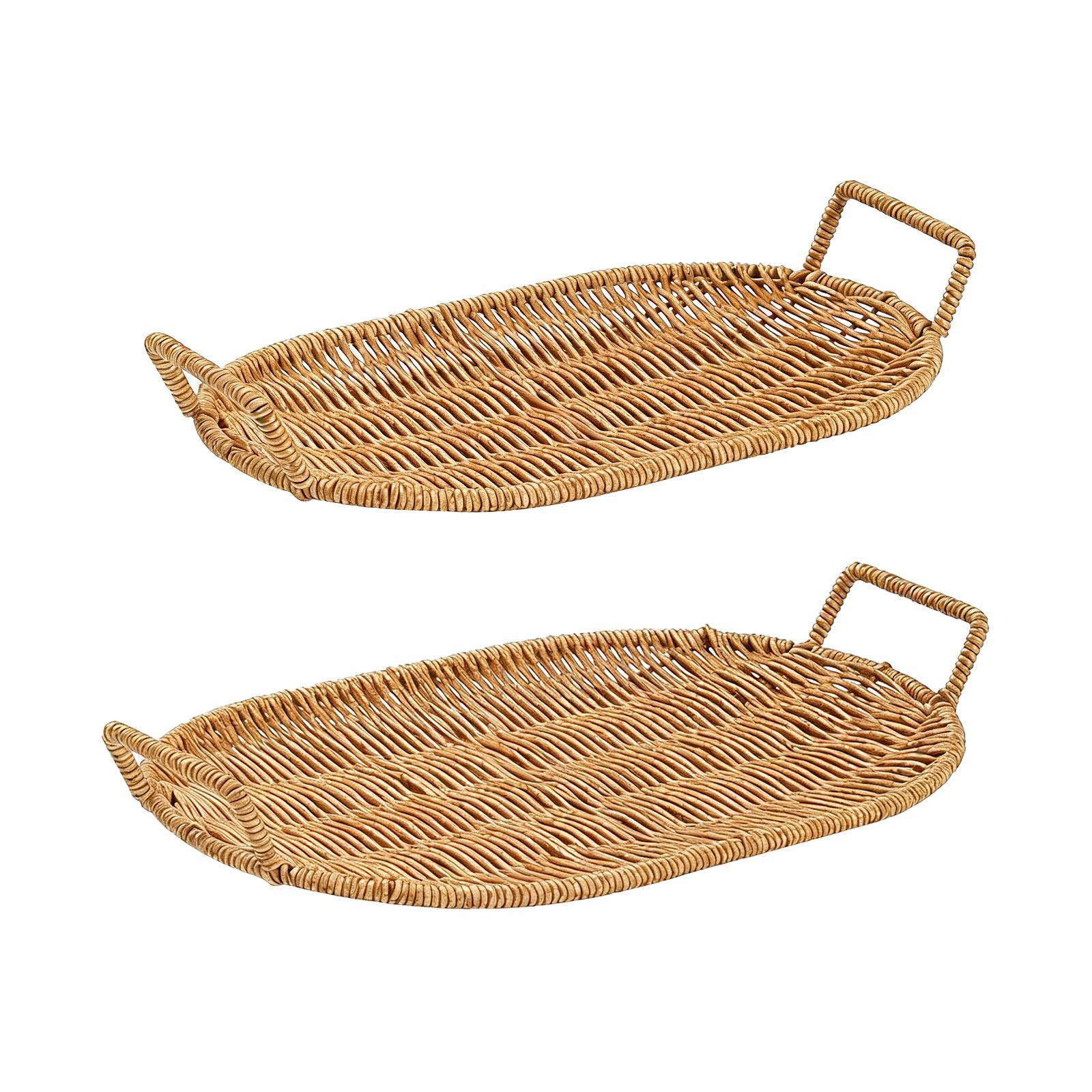 Woven Fruit Bowl Oval Bread Ba - Rattan Tray Handle recension och pris