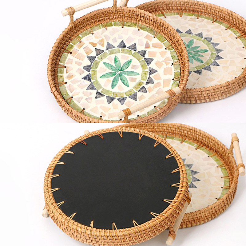 Vintage Handmade Rattan Woven  - Rattan Tray Handle recension och pris