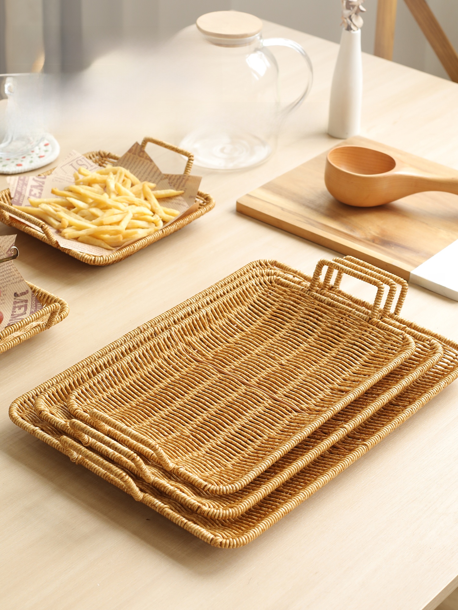 Handwoven Rattan Fruit Basket  - Rattan Tray Handle recension och pris
