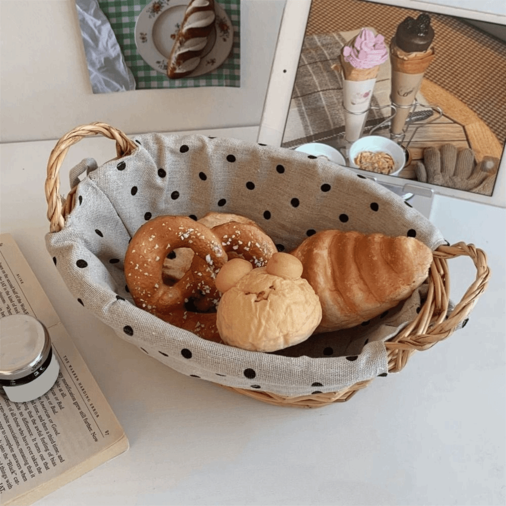 Vintage Fabric Rattan Storage  - Rattan Tray Handle recension och pris