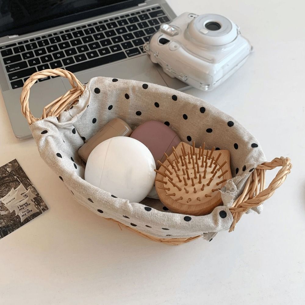 Vintage Fabric Rattan Storage  - Rattan Tray Handle recension och pris