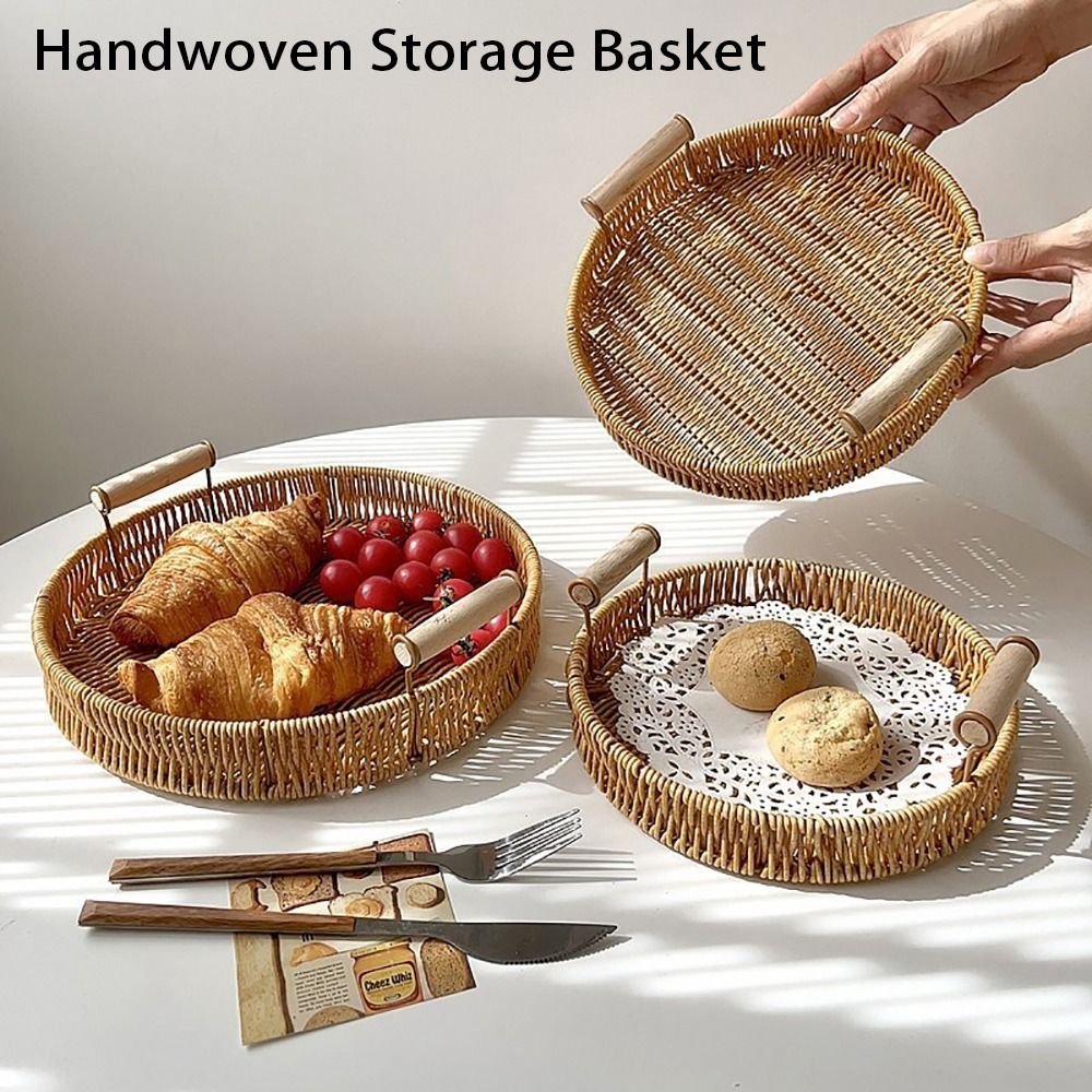 1Pcs Breakfast Bread Food Hand - Rattan Tray Handle recension och pris