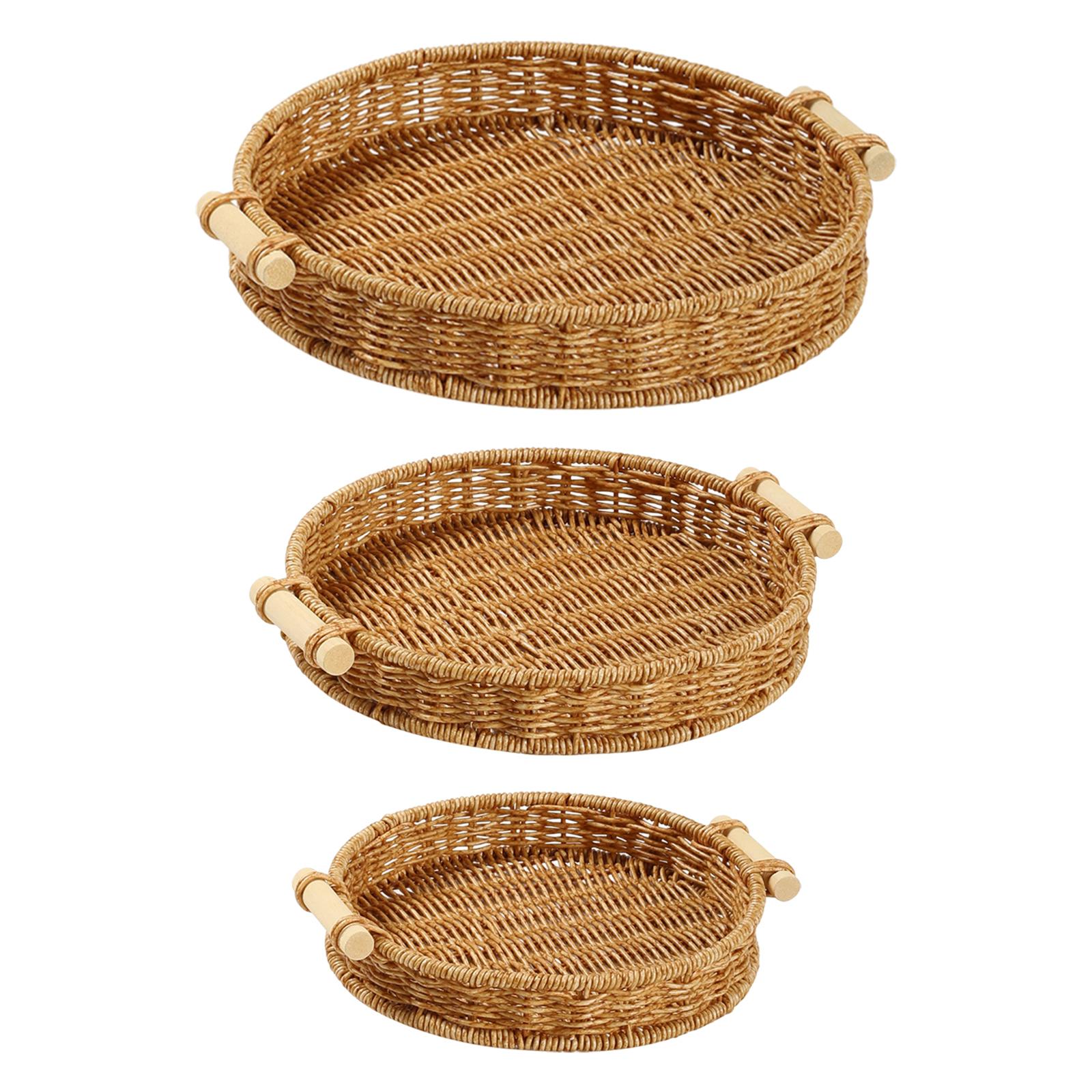 Woven Storage Basket Serving T - Rattan Tray Handle recension och pris