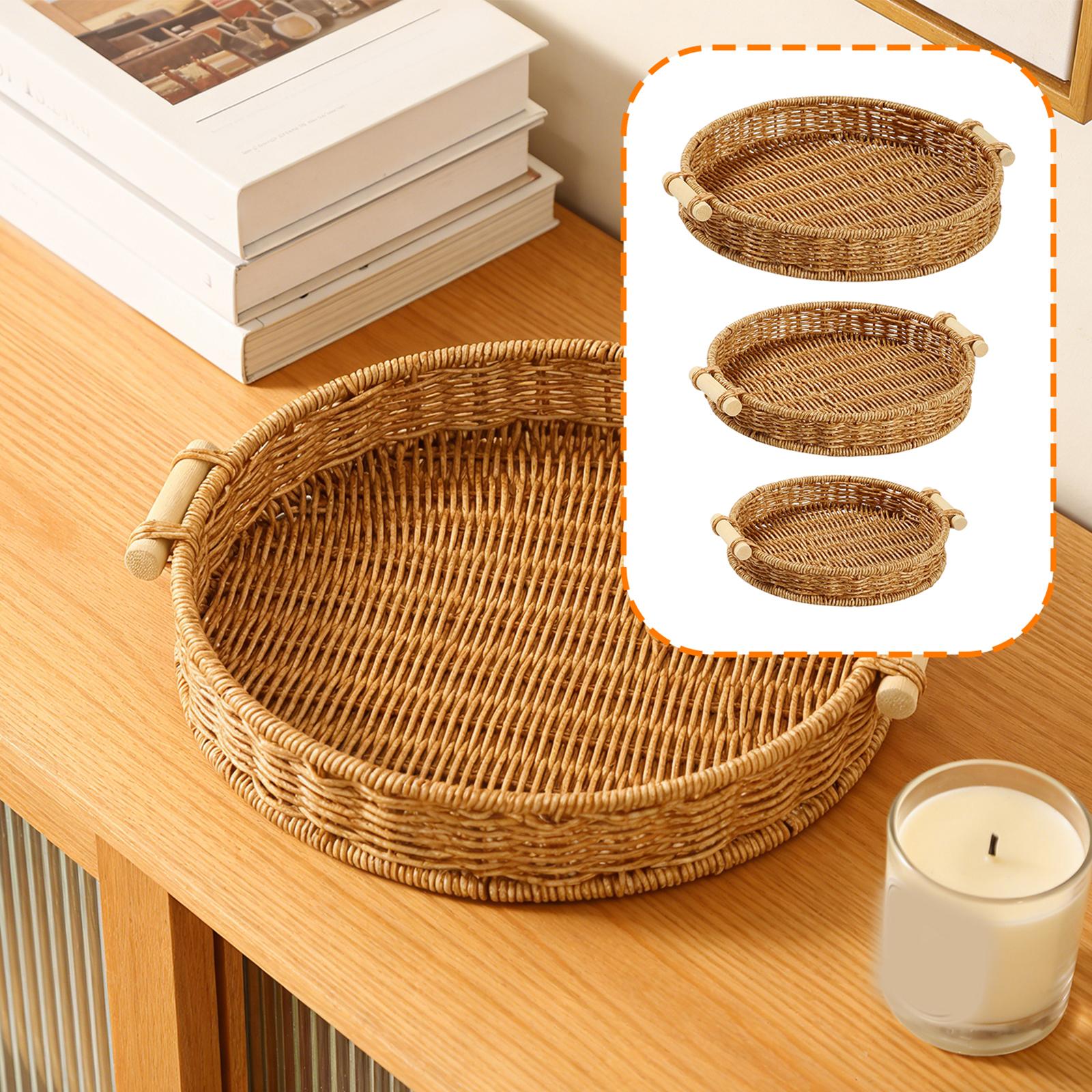Woven Storage Basket Serving T - Rattan Tray Handle recension och pris