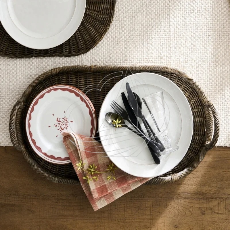 Handmade Woven Rattan Decor Tr - Rattan Tray Handle recension och pris