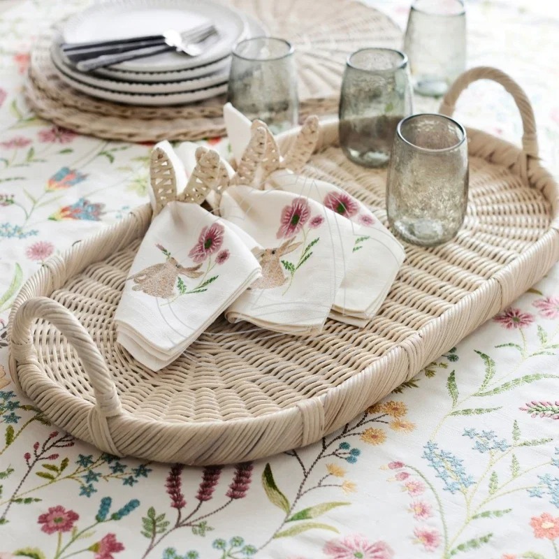 Handmade Woven Rattan Decor Tr - Rattan Tray Handle recension och pris