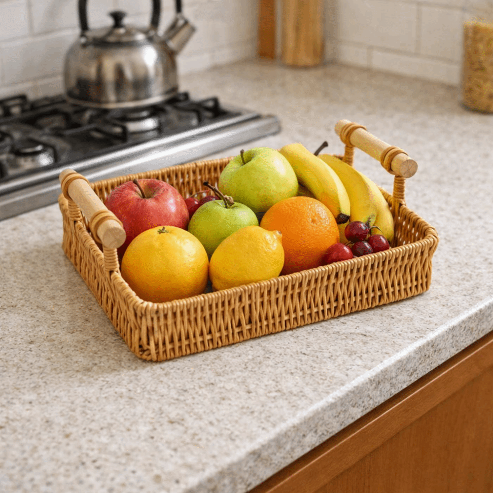 Plastic Imitation Rattan Stora - Rattan Tray Handle recension och pris