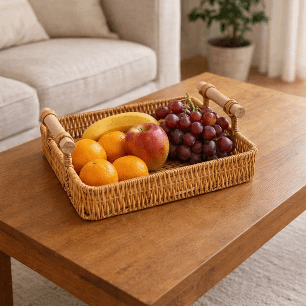 Plastic Imitation Rattan Stora - Rattan Tray Handle recension och pris