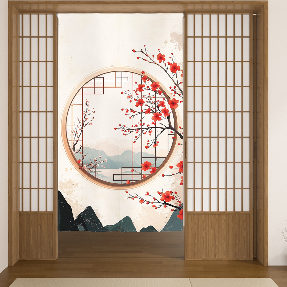 Japanese Door Curtain Cherry B - Interior Design Zen Style recension och pris