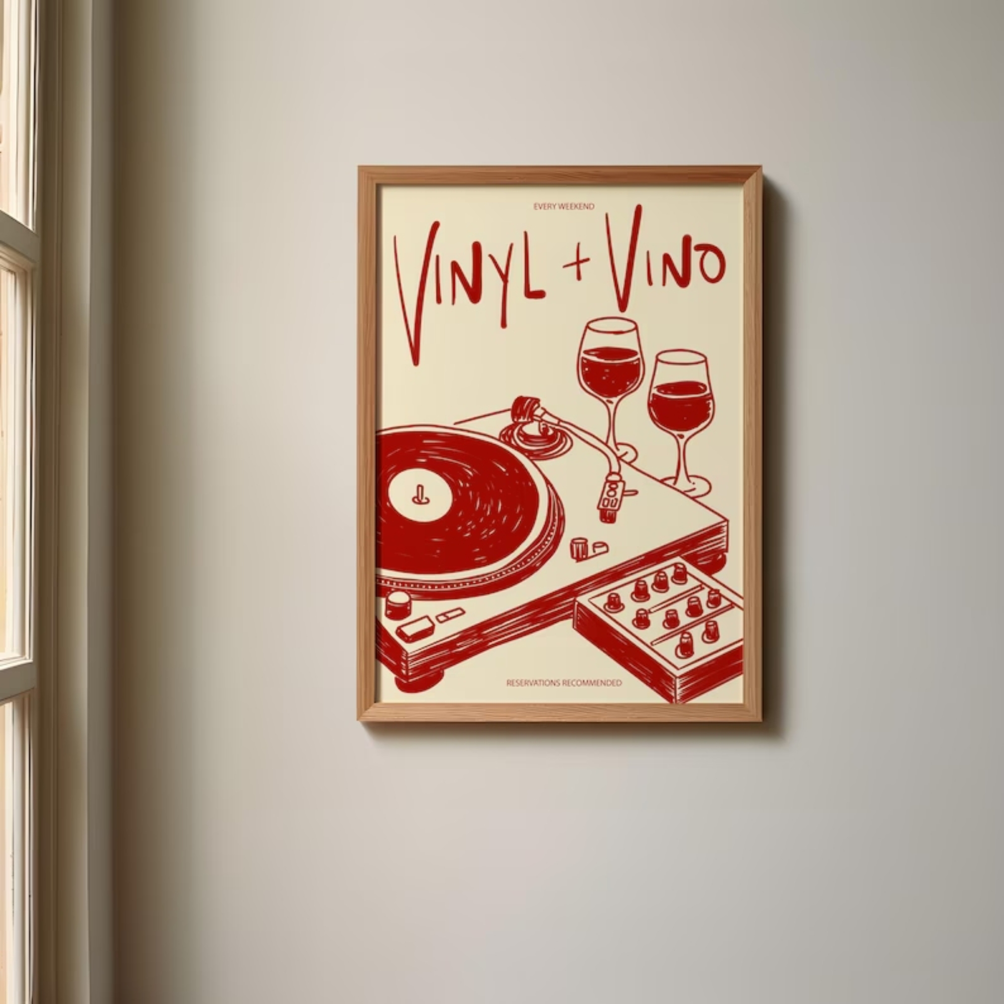 Vinyl & Vino Music Illustratio - Interior Design Room recension och pris
