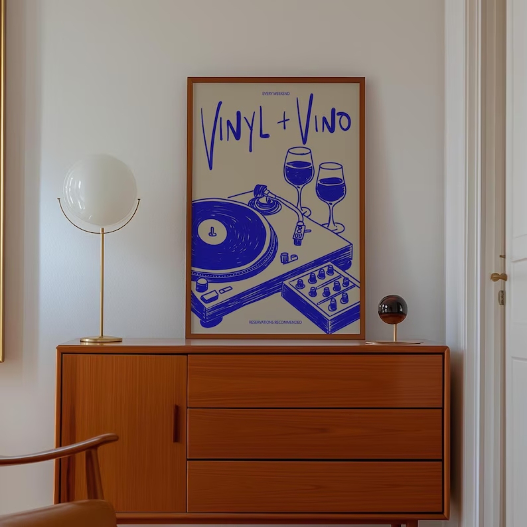 Vinyl & Vino Music Illustratio - Interior Design Room recension och pris