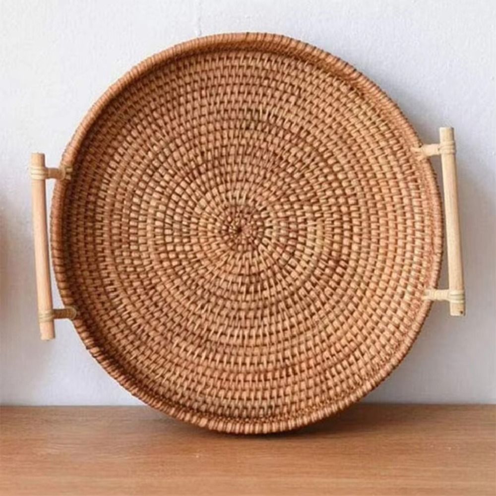 Handwoven Handmade Rattan Tray - Rattan Tray Handle recension och pris