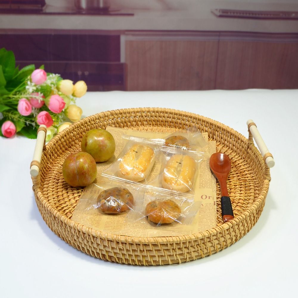 Handwoven Handmade Rattan Tray - Rattan Tray Handle recension och pris