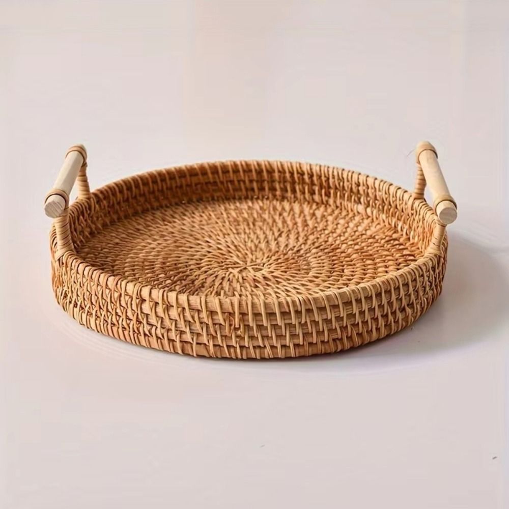 Handwoven Handmade Rattan Tray - Rattan Tray Handle recension och pris