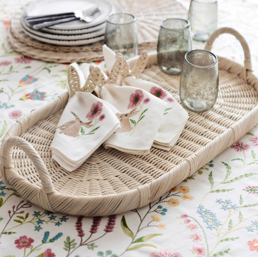 Handmade Woven Rattan Decor Tr - Rattan Tray Handle recension och pris