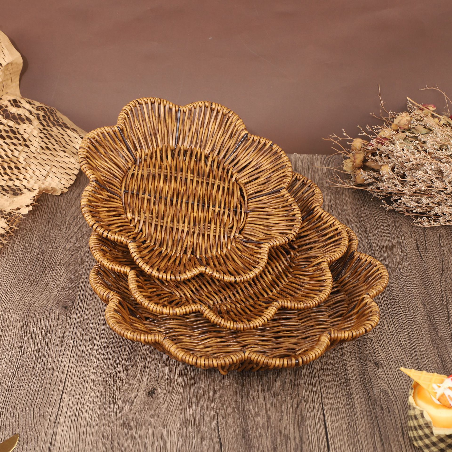 Handwoven Rattan Style Storage - Rattan Tray Handle recension och pris